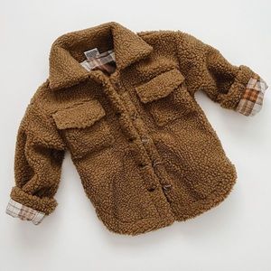 NWT, Never worn. Orcas Lucille Teddy Shacket (Dark Brown)